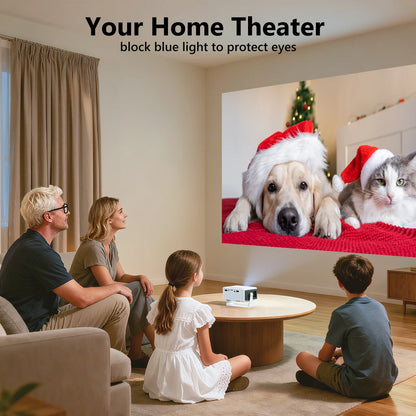 Coco Bear Mini Projector, Native 720P HD Projector with 4000 Lumens, LED Display, Portable Home Theater, Black