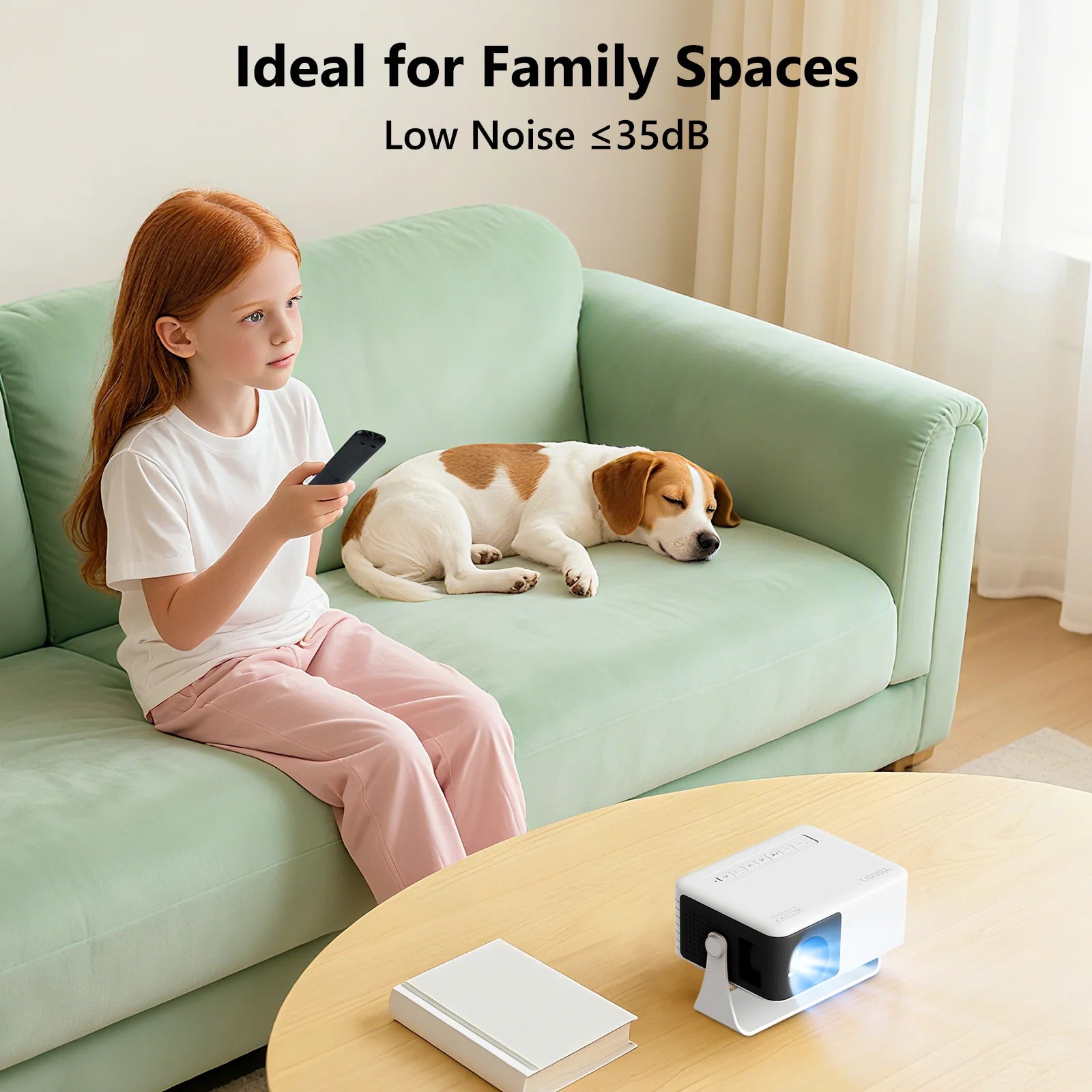 Coco Bear Mini Projector, Native 720P HD Projector with 4000 Lumens, LED Display, Portable Home Theater, Black